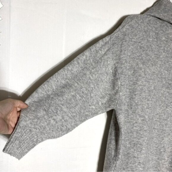 Mango Oversized Grey Knit Turtleneck Sweater W Bubble Sleeves M - Picture 10 of 14